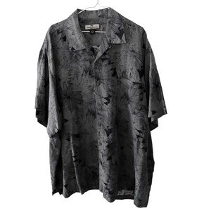 Tommy Bahama Shirt Men 3XL Black Grey Loop Camp Collar Silk Tropical Aloha Tiki